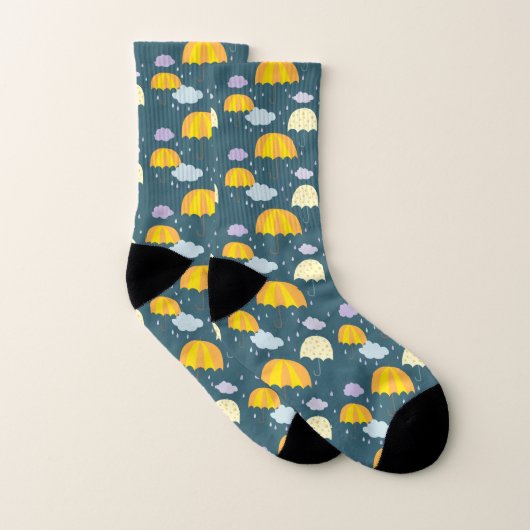 Autumn Rainy Day with Umbrella Pattern Dark Socken (Paar)