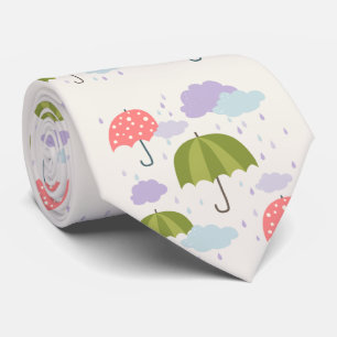 Autumn Rainy Day with Umbrella Pattern Krawatte