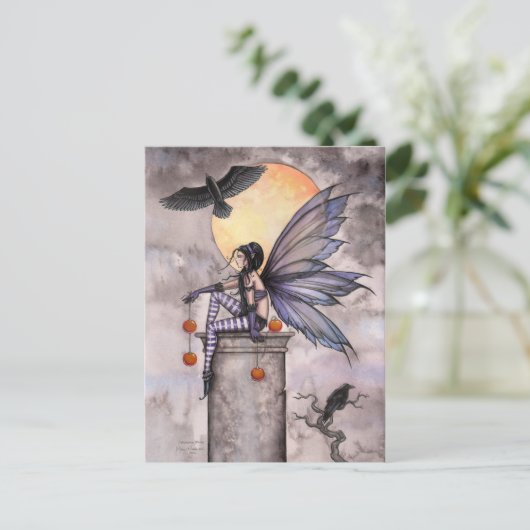 Autumn Raven Gothic Fairy Fantasy Postcard Postkarte (Stehend Vorderseite)