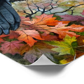 Autumn Raven Watercolor Art Poster (Ecke)