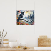 Autumn Raven Watercolor Art Poster (Küche)