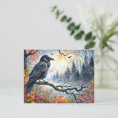 Autumn Raven Watercolor Art Postkarte (Stehend Vorderseite)