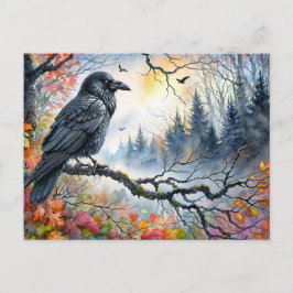 Autumn Raven Watercolor Art Postkarte