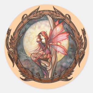 Autumn Red Fairy Fantasy Art Stickers