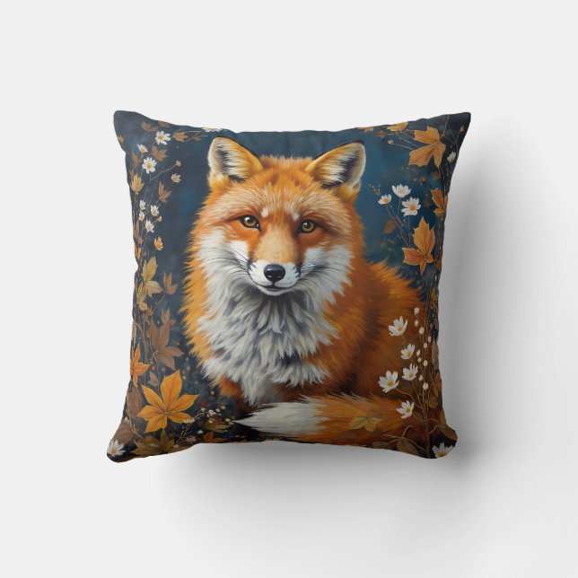 Autumn Red Fox – Orange Fox Illustration Kissen (Rückseite)