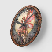 Autumn Red Gothumn Fairy Clock Runde Wanduhr (Winkel)