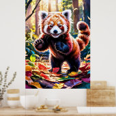 Autumn Red Panda Play Poster (Küche)