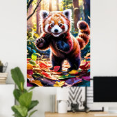 Autumn Red Panda Play Poster (Heimbüro)