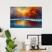 Autumn Reflection on a Tranquil Lake Poster (Heimbüro)
