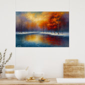 Autumn Reflection on a Tranquil Lake Poster (Küche)