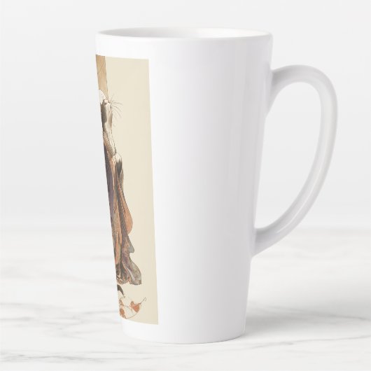 "Autumn Reverie" Japanese Cat in Kimono Art Milchtasse (Rechts)