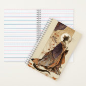 "Autumn Reverie" Japanese Cat in Kimono Art Notizblock (Innen)