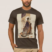 "Autumn Reverie" Japanese Cat in Kimono Art T-Shirt (Vorderseite)