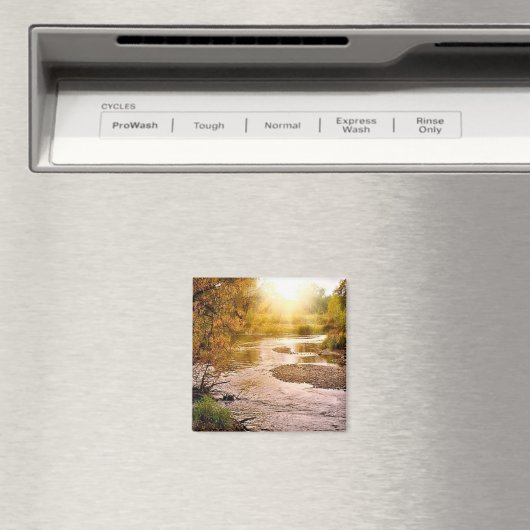 Autumn River 2" Square Magnet (In Situ (Geschirrspüler))