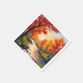 Autumn River | Fall Foliage Nature Watercolor Serviette (Ecke)