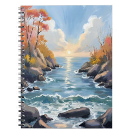 Autumn River Sunlight Fall Landscape Watercolor Notizblock