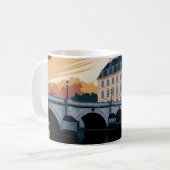 Autumn Riverside European City Illustration Art Kaffeetasse (Vorderseite Links)