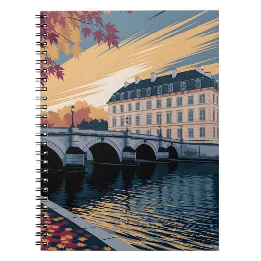 Autumn Riverside European City Illustration Art Notizblock (Vorderseite)