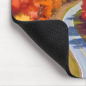 Autumn Road | Fall Foliage Watercolor Nature Mousepad (Ecke)