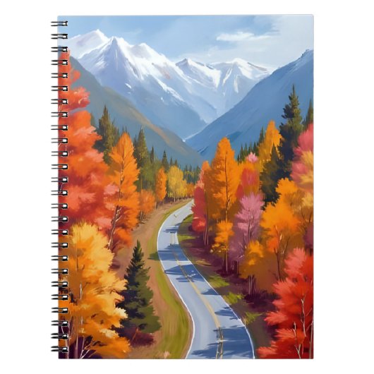 Autumn Road | Fall Foliage Watercolor Nature Notizblock (Vorderseite)