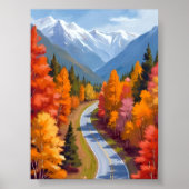 Autumn Road | Fall Foliage Watercolor Nature Poster (Vorne)