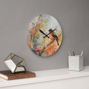 Autumn Robin Wall Clock Große Wanduhr