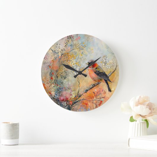 Autumn Robin Wall Clock Große Wanduhr (Zuhause)