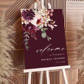 Autumn Romance Burgundy Bridal Shower Welcome Sign Poster