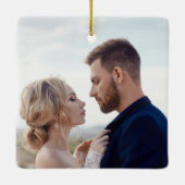 Autumn Romance Elegant Burgundy Wedding Photo      Keramikornament (Rückseite)