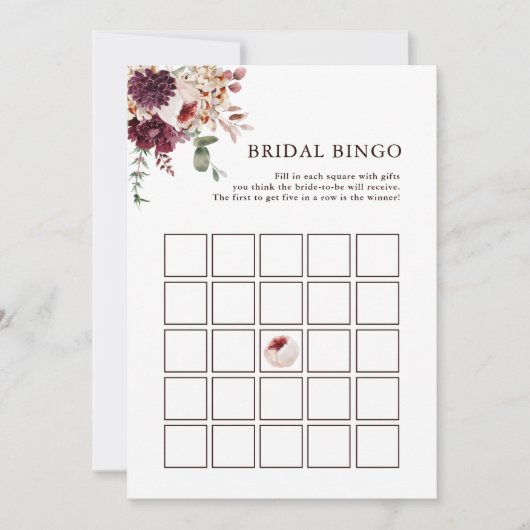 Autumn Romance Floral Bridal Bingo Editable Card Einladung (Vorderseite)