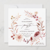 Autumn Romance Floral Wreath Engagement Party Einladung (Vorderseite)