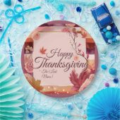 Autumn Rose Happy Thanksgiving Paper Napkin Pappteller (Party)