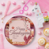 Autumn Rose Happy Thanksgiving Paper Napkin Pappteller (Party)