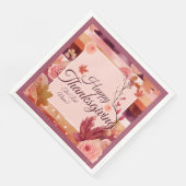 Autumn Rose Happy Thanksgiving Paper Napkin Serviette (Ecke)