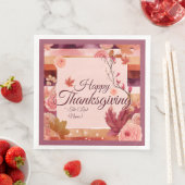 Autumn Rose Happy Thanksgiving Paper Napkin Serviette (Beispiel)