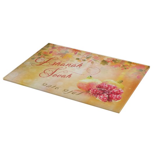 Autumn Rosh Hashanah Hebrew Challah Schneidebrett (Ecke)