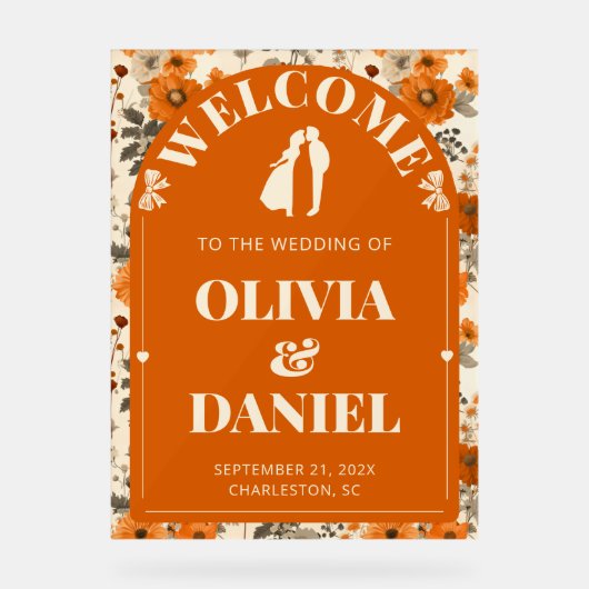  Autumn Rust Entry Sign with Leaves Acrylschild (Vorderseite)