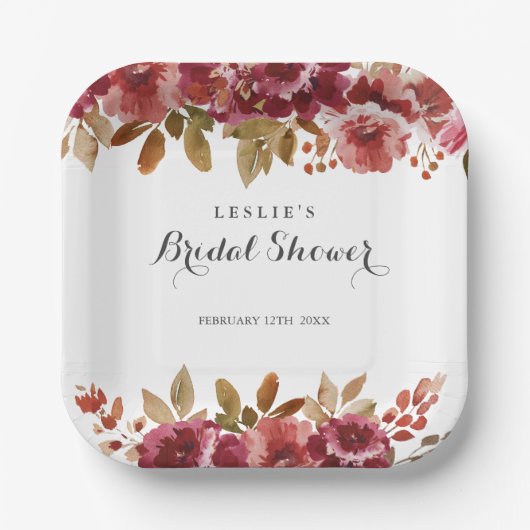 Autumn Rustic Brunch & Bubbly Bridal Shower Pappteller (Vorderseite)