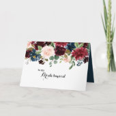 Autumn Rustic Burgundy Bridesmaid Vielen Dank Dankeskarte (Vorderseite)