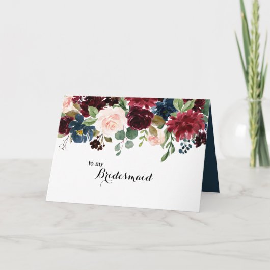 Autumn Rustic Burgundy Bridesmaid Vielen Dank Dankeskarte (Vorderseite)