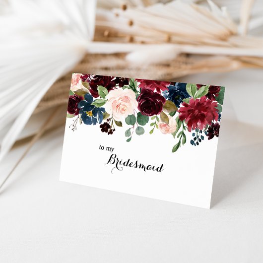 Autumn Rustic Burgundy Bridesmaid Vielen Dank Dankeskarte