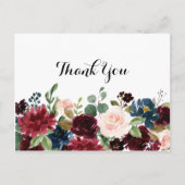 Autumn Rustic Burgundy Calligraphy Vielen Dank Postkarte (Vorderseite)