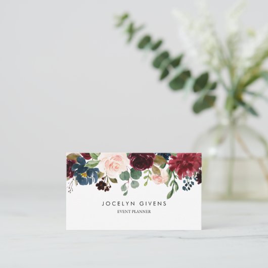 Autumn Rustic Burgundy Calligraphy Visitenkarte (Stehend Vorderseite)