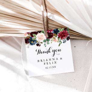 Autumn Rustic Burgundy Modern Calligraphy Wedding Geschenkanhänger
