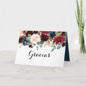 Autumn Rustic Burgundy Spanish Dankeschön Card Dankeskarte (Vorderseite)