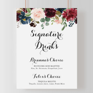 Autumn Rustic Calligraphy Signature Drinks Sign Poster