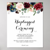 Autumn Rustic Calligraphy Unplugged Ceremony Sign Poster (Vorne)