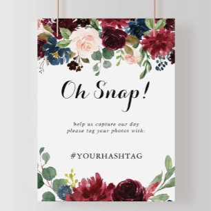Autumn Rustic Calligraphy Wedding Oh Snap Signing Poster