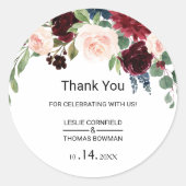 Autumn Rustic Dazzling Burgundy Vielen Dank für Ih Runder Aufkleber (Vorderseite)