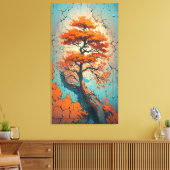 Autumn’s Last Stand: A Fiery Tree in a Cracked  Leinwanddruck (Insitu (Wohnzimmer))